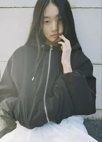 ZARA 밴딩 후드 부착 자켓 블랙 L