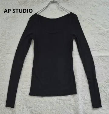 AP STUDIO 일본제 썸홀 리브 니트 티셔츠 긴팔 블랙