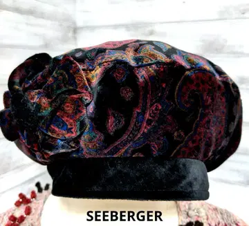 SEEBERGER 세이벨거 페이즐리 무늬 드레이프 베레모