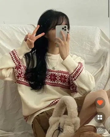 nugu 노르딕 무늬 라운드 니트