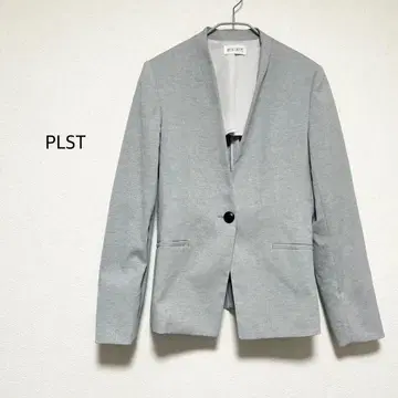 PLST 플라스테 린넨 블렌드 노카라 자켓 그레이 M 노카라