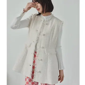 miele grande 미엘 그랑데 펄 버튼 트위드 베스트
