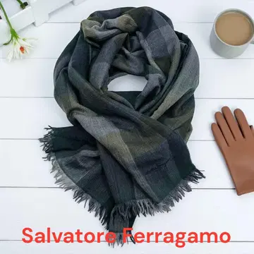 Salvatore Ferragamo 체크 무늬 울 스톨 남녀