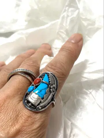 [ 미사용 새상품 ] 터콰이즈 코랄 반지 실버 반지 19호