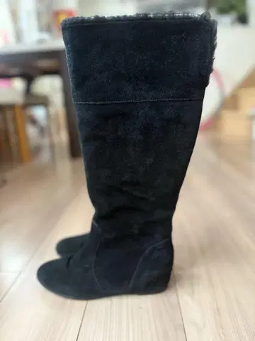 블랙 퍼 롱 부츠 새상품급