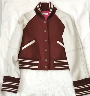 kumik 바시티 자켓 브라운/화이트 빈티지