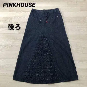 새상품급 PINKHOUSE 핑크하우스 롱 데님 백 프릴 스커트