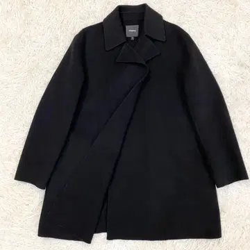 띠어리 캐시미어 혼방 더블 페이스 오픈 코트 P 블랙