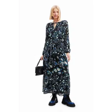 Desigual 데시구알 꽃무늬 스위스 도트 미디 원피스