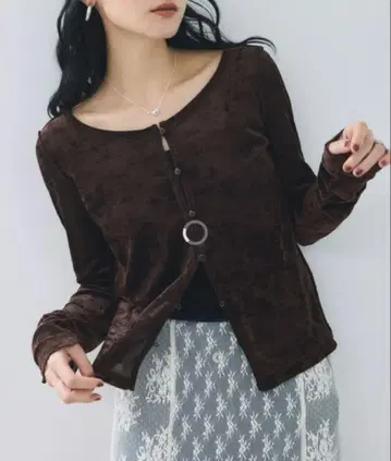꽃무늬 & 무지 모듬 소매 셔링 벨로아 가디건
