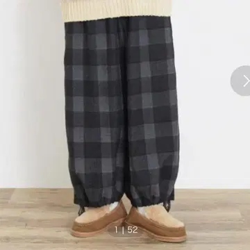 Samansa Mos2 체크 무늬 와이드 팬츠