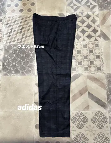 아디다스 블랙 쉐도우 체크 팬츠 허리 98cm 빅 사이즈