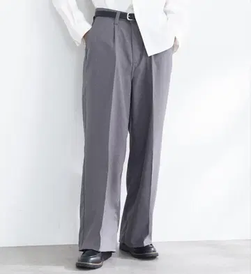 그레이 턱 와이드 플레어 팬츠 에드윈