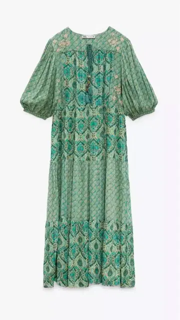 미사용 새상품 택 포함 그린 꽃무늬 롱 원피스