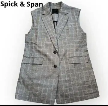Spick & Span 그레이 계열 체크 베스트 스픽 앤 스팬