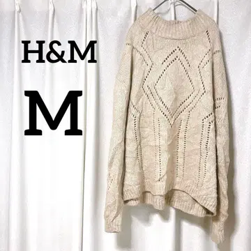새상품급 H&M 베이지 다이아몬드 무늬 니트 [ M ] 루즈핏 오버