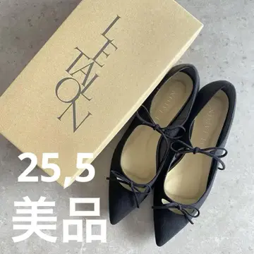 르탈론 포인트 더블 리본 플랫슈즈 블랙