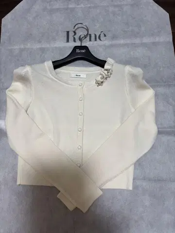 Rene 루네 프릴 가디건 볼레로 화이트 34 비쥬 펄