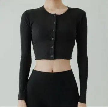 yo BIOTOP Sheer rib short cardigan Black