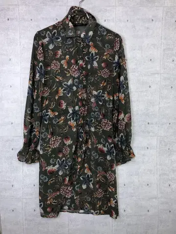 ZARA BASIC 자라 구제 의류 꽃무늬 롱 겉옷 가운 셔츠 원피스