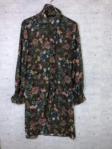 ZARA BASIC 자라 구제 의류 꽃무늬 롱 겉옷 가운 셔츠 원피스