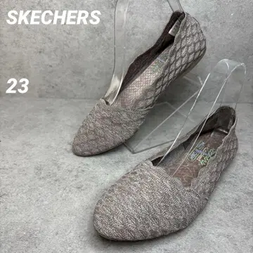 새상품급! SKECHERS 니트 슬립온 플랫슈즈 발레 슈즈 브라운