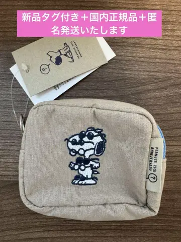 스누피 뮤지엄 한정판 지갑, 백, 자수 미니 파우치 블루
