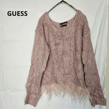 GUESS 핑크 프린지 니트 스웨터