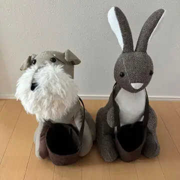 개와 토끼의 백 포함 봉제 인형