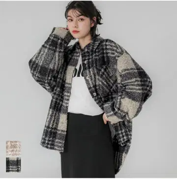 coca 체크 보아 자켓 블랙 M 미사용 새상품