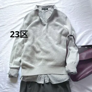 23구 [세탁 가능] 캐시미어 V넥 니트 풀오버 울 cashmere