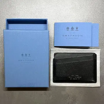 SMYTHSON 블랙 천연 가죽 카드 케이스 명함지갑
