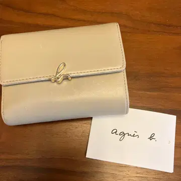 agnes b 베이지 3단 폴더형 지갑 에네스베
