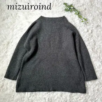 mizuiroind 울 100% 보틀넥 니트 루즈핏 그레이