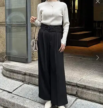 Thevon 벨트 하이웨스트 턱 팬츠