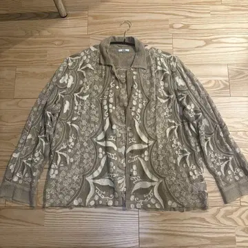 BODE 자수 코튼 셔츠 카키 계열