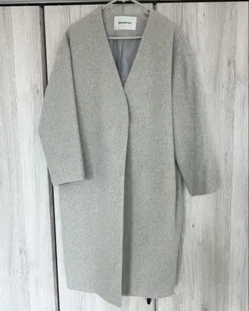 내추럴 뷰티 베이직 롱 코트 노카라 그레이 M