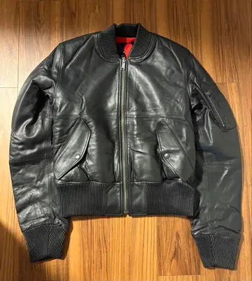 VLONE 가죽 자켓 빨간색 플리스 안감