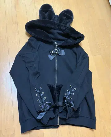 시크릿허니 토끼 귀 달린 플리스 후드티