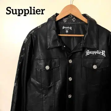 Supplier 모노그램 가죽 데님 자켓