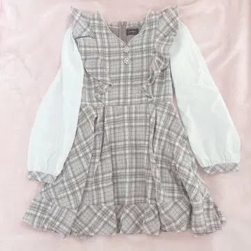 에블린 펄 라인 체크 원피스 베이지 여성용 F