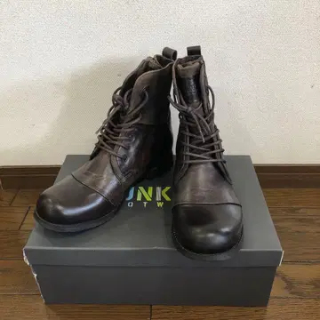 BUNKER 천연 가죽 레더 부츠 다크 브라운