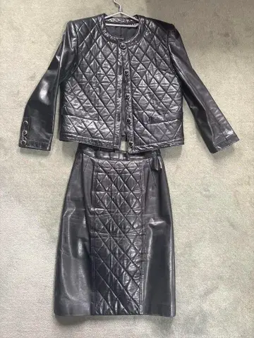 가격 인하 일본제 소가죽 퀼팅 자켓 & 스커트 충전솜 방한 새상품급