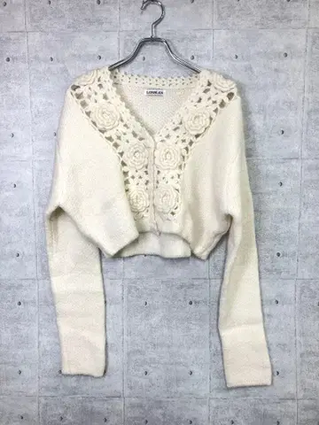 스테이지코어 MORI-KEI 구제 의류 V넥 크로셰 플라워 가디건