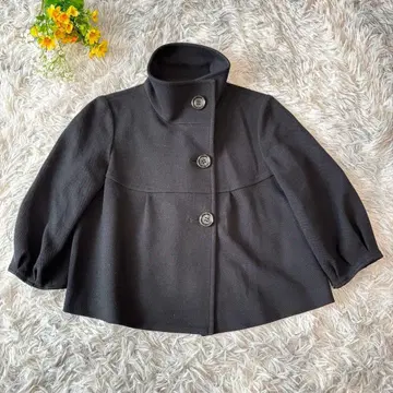 인디비 숏코트 [ S ] 36 블랙 스탠드 카라 케이프풍