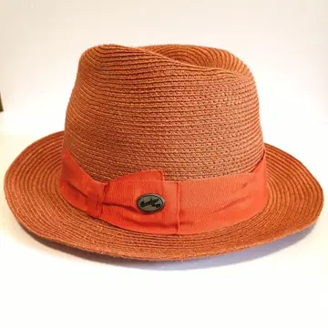 Borsalino 헴프 브레이드 햇 오렌지 새상품급 61