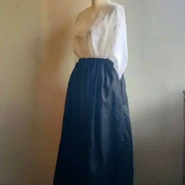 핸드메이드 린넨 스커트 개더 스커트 맥시 길이