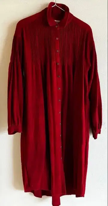 플리츠 긴팔 셔츠 원피스 코트 Bohemiano 그랑피에 카디