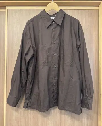 UNIQLO U 다크 브라운 드레이프 긴팔 셔츠 L 사이즈