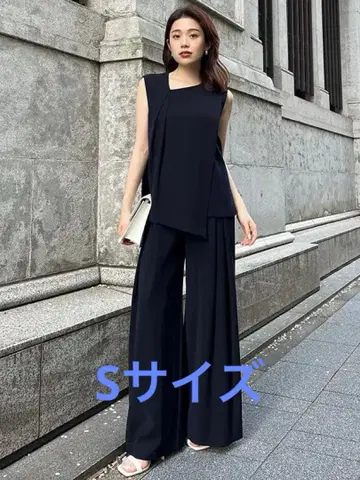 anuans 아뉴앙스 더블 새틴 사이드 턱 팬츠 네이비 S 사이즈
